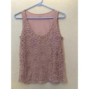 Women's Loft Pink Lace Tank Top, Size S, Very gently worn.